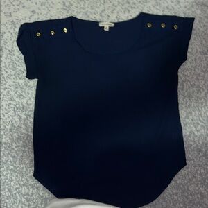 Zenana Outfitters Dark Blue Blouse with Gold Buttons